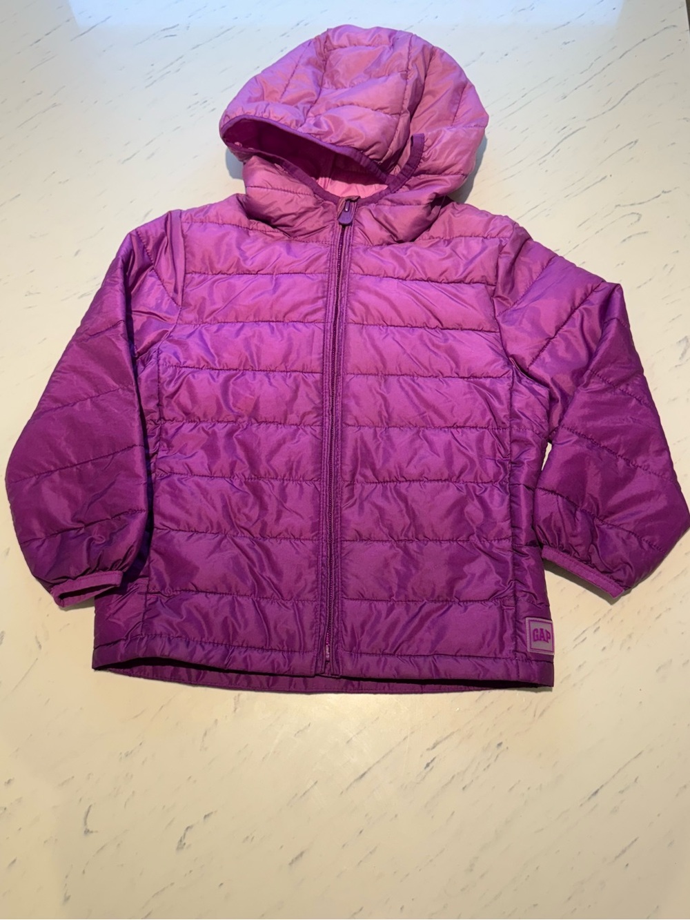 GAP Kids Hooded Puffer Jacket - Bright Purple